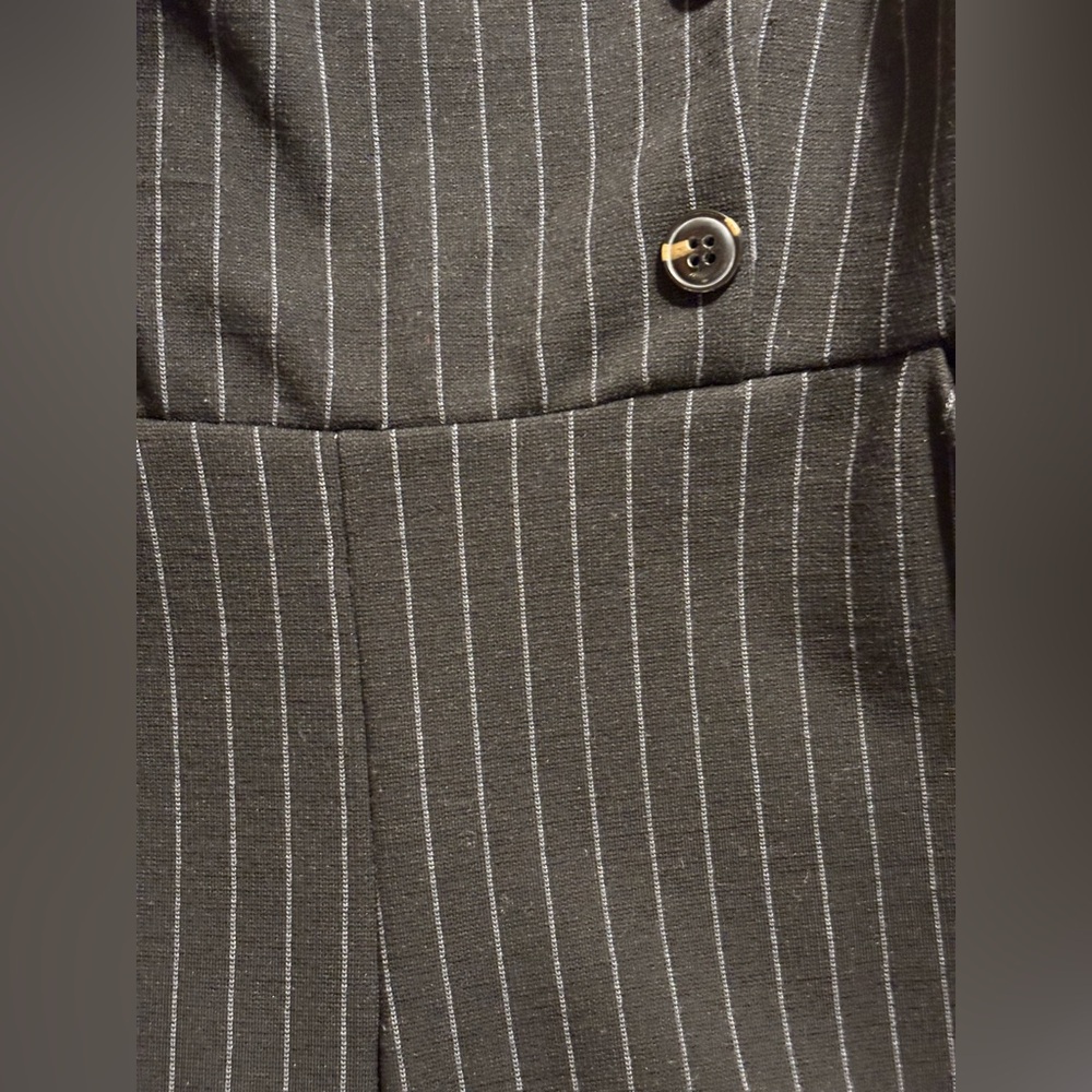 Anthropologie Maeve Dark Navy-Gray Pinstripe Jumpsuit - Picture 9 of 15